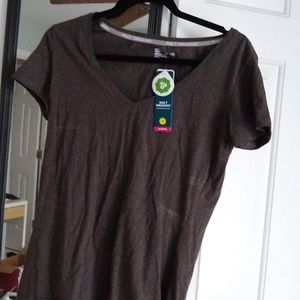 New PACT gray v-neck cotton tee